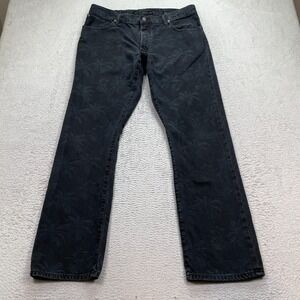 Polo Ralph Lauren Jeans Mens 38x32 (FITS 36x32) Varick Slim Straight Black Palm